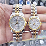 ساعت رولکس ست زنانه و مردانه ROLEX  تقویم دار  صفحه نقره ای موتور سوئیس داخل صفحه هم حک شده بند استیل رنگ ثابت ضد اب