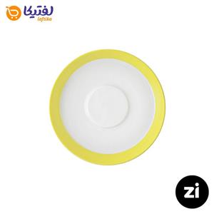 نعلبکی زیر استکانی چینی زرین (Zi) فرم اس سایز 15 طرح پاستل لیمویی 6 عدد درجه عالی