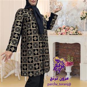 مانتو مجلسی مخمل کارشده  سوزندوزی و پولک دوزی 103