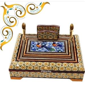 جا قلمی دوتایی لولادار کوچک خاتم کاری(مدل آبی)(گارانتی 120 ماهه)