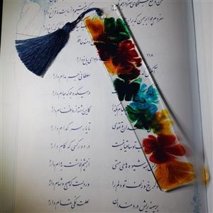 بوک مارک (نشانگر کتاب) رزینی طرح گل تکنیک رنگ ها