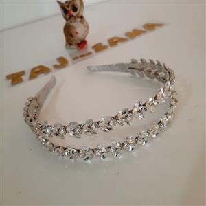 تل دوبل سنگی کار شده با سنگ اصل اتریشی رنگ نقره ای