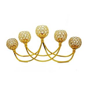 شمعدان مدل پنج شعله نگین دار قایقی طلایی و نقره ای