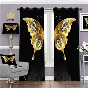 پرده پذیرایی دو قواره طرح پروانه کد S2390