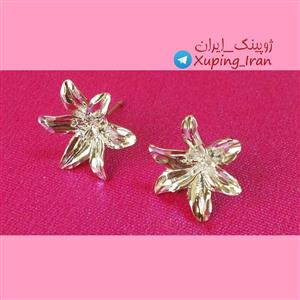 گوشواره ژوپینگ طرح گل برجسته رنگ طلا سفید یا نقره ای