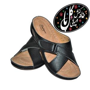 صندل زنانه طبی ارتوپدی ارغوان شهپر مشکی