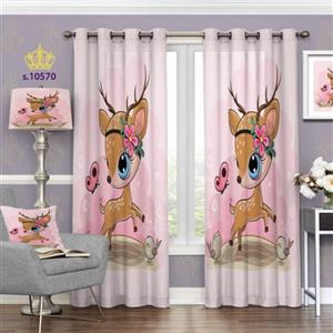 پرده اتاق خواب کودک دو قواره پانچ آماده طرح آهو کد S10570