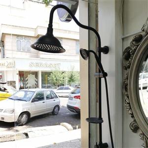 علم دوش دوکاره شیپوری مشکی_کروم_طلایی_سفید