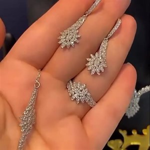 سرویس میکروزنجیری ظریف و شیک نقره925 ابکاری طلا 