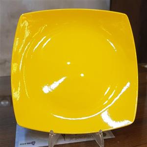بشقاب میوه خوری چهار گوش کد 813 رنگ زرد ملامین یزد رکسانا 