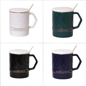 ماگ سرامیکی در دار به همراه قاشق مدل لوزی