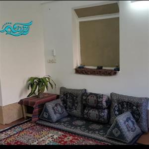 سرویس شاهنشین(خان نشین)7تیکه پشتی ترمه سنتی یزدطرح نیلوفرسرمه ای(ضمانت یکساله)