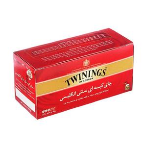 چای سیاه کیسه ای تویینینگز سنتی انگلیسی  پک 25 عددی Twinnigs Black Tea Traditional English Tea Pack Of 25