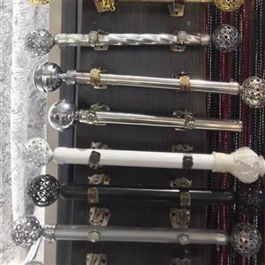 میل پرده استیل به عرض 100 به همراه دو عدد قُپک و پایه