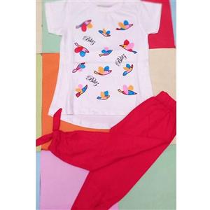 تیشرت شلوار دخترانه ویسکوز کیفیت عالی سایز 40 مناسب 2تا3سال