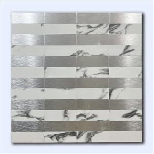 کاشی بین کابینتی پشت چسبی سفید استیل 30 سانتی کد 16263