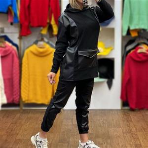 ست هودی شلوار لاکچری\nترکیب بنگال و چرم لطیف مناسب38 تا 44 تکرنگ ژورنال