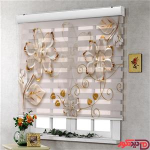 پرده زبرا تصویری گل کرم روشن کد 3DF-93