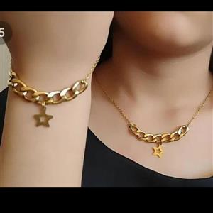 ست گردنبند و دستبند استیل کارتیر با آویز ستاره