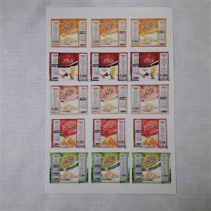 لیبل مینیاتوری انواع چیپس چی توز کاغذ پشت چسب دار A4