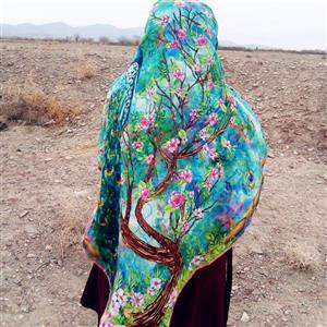روسری سوپر نخ اعلا طرح طاووس قواره 140