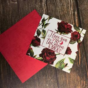 کارت پستال  عاشقانه I Love You To The Moon and Back  به همراه پاکت