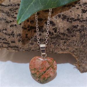 گردن آویز سنگ معدنی اوناکیت اصل با کیفیت درجه یک تراش قلب به همراه زنجیر استیل
