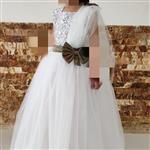 لباس عروس مجلسی دخترانه سایز  50و55 با متریال درجه یک مخمل پولکی و ساتن امریکایی و تور با کیفیت