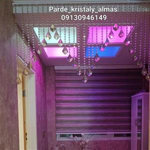 پرده کریستالی عرض 1متر آویز برگی