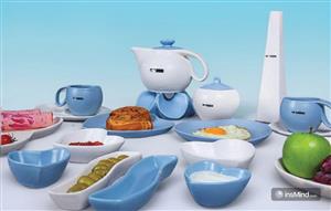 صبحانه خوری  سفید صورتی دو نفره مدل ریتا 19 پارچه برند آیسرام