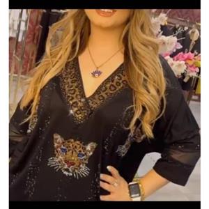 بلوز زنانه پلنگی سنگ کریستال ترک ()