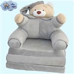 مبل کودک مدل خرس تخت شو-مبلی نشسته-بدون پرز و الکتریسیته ساکن-صادراتی-رنگ طوسی.