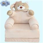 مبل کودک مدل خرس تخت شو-مبلی نشسته-بدون پرز و الکتریسیته ساکن-صادراتی-رنگ کرمی.