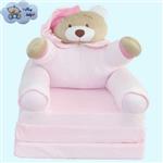 مبل کودک مدل خرس تخت شو-مبلی نشسته-بدون پرز و الکتریسیته ساکن-صادراتی-رنگ صورتی.