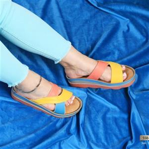 صندل زرپای  زنانه کد 55810 رنگ زرد صورتی