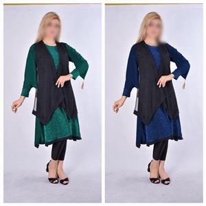 دو تیکه آستین منگوله لمه (فری سایز 38 تا 46 ) - ست رویه و زیره - لباس راحتی- لباس خونگی - مانتو- مانتو و رویه - پیراهن