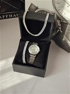 ست ساعت زنانه رزگلد دستبند و گردنبند