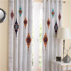 پرده اتاق خواب دو قواره پانچ آماده طرح فانتزی آویز کد  P581