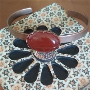 دستبند مسی عقیق قرمز افقی 2