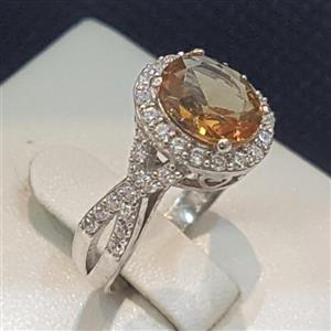 انگشتر نقره زنانه سنگ الکساندریت اصل با روکش طلا سفید 