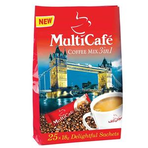 کافی میکس 25 عددی 3 در 1 مولتی کافه Multi Cafe Coffe Mix 450 Gr Pack of 