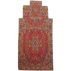 سجاده و جانماز ترمه ابریشم کدTRSAJJA59نفیس رنگ قرمز مات آستر زرشکی لبه مغزی دوزی