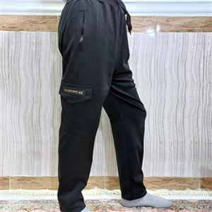 شلوار راحتی مردانه پارچه زهره کشیه سایز 3ایکس لارج و 4ایکس لارج  فقط رنگ مشکی موجود است