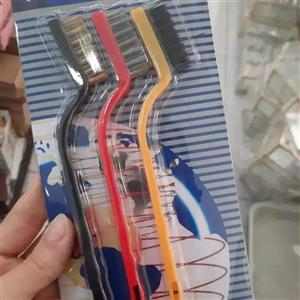 فرچه و برس سه تایی فلزی دسته پلاستیکی کندو دکور