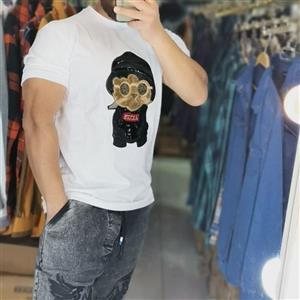 تیشرت مردانه مدل تدی.لارج تا 3 ایکس.رنگ سفید و طوسی و قهوه ه ای و مشکی.کار قواره دار هست.جنس نخ