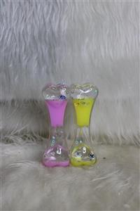 ساعت شنی مایع طور دو طرفه حالت قلبیدر دورنگ قرمز با دوتا خرگوش داخلش