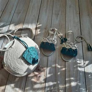 ست کیف و صندل مکرومه بافی