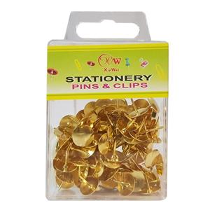 پونز  ژین وی مدل طلایی- بسته 100 عددی Xin Wei Golden Push Pin -100Pcs