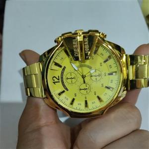 ساعت مچی مردانه دیزل تمام استیل طلایی باکیفیت تک موتوره