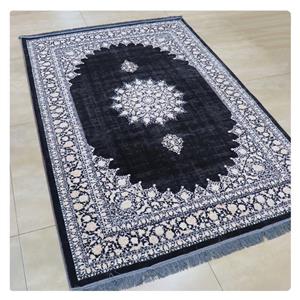 فرش وینتیج  ترنج داررنگ سفید مشکی 6متـری